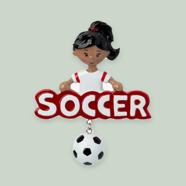 Soccer Girl (African-American) Personalized Christmas Ornament