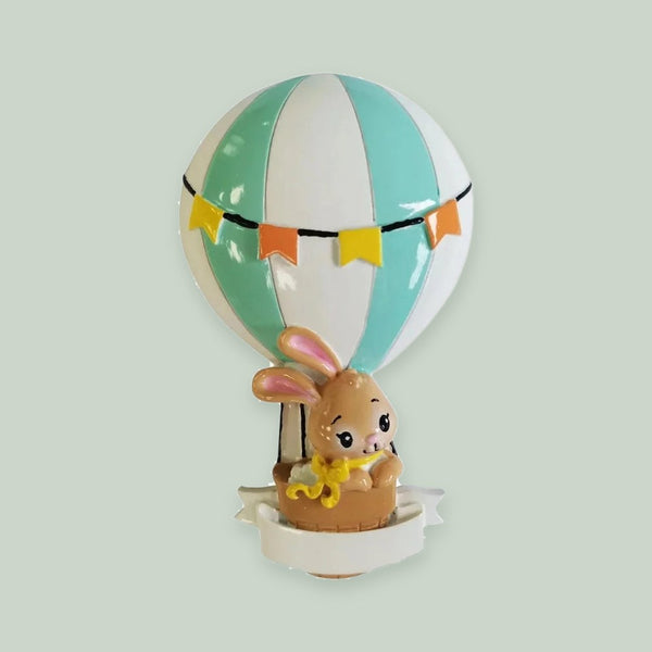 Hot Air Balloon Animal (Blue) Personalized Christmas Ornament
