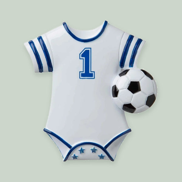 Soccer Baby Onesie (Blue) Personalized Christmas Ornament