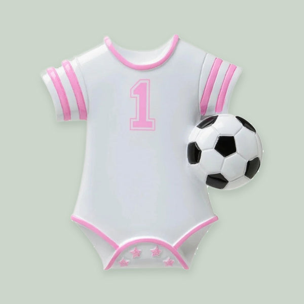 Soccer Baby Onesie (Pink) Personalized Christmas Ornament