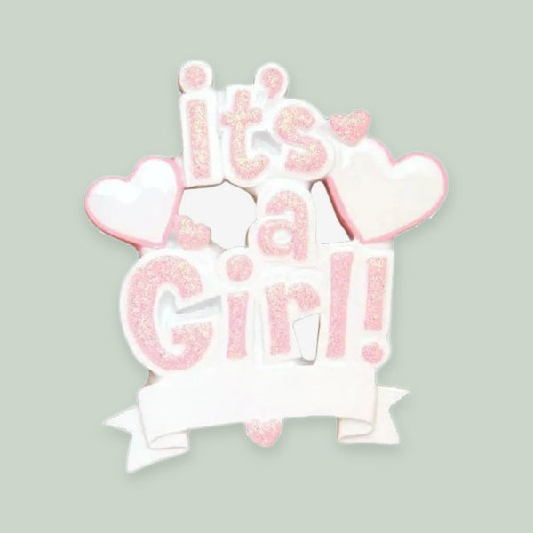 It’s a Girl (Pink) Personalized Christmas Ornament
