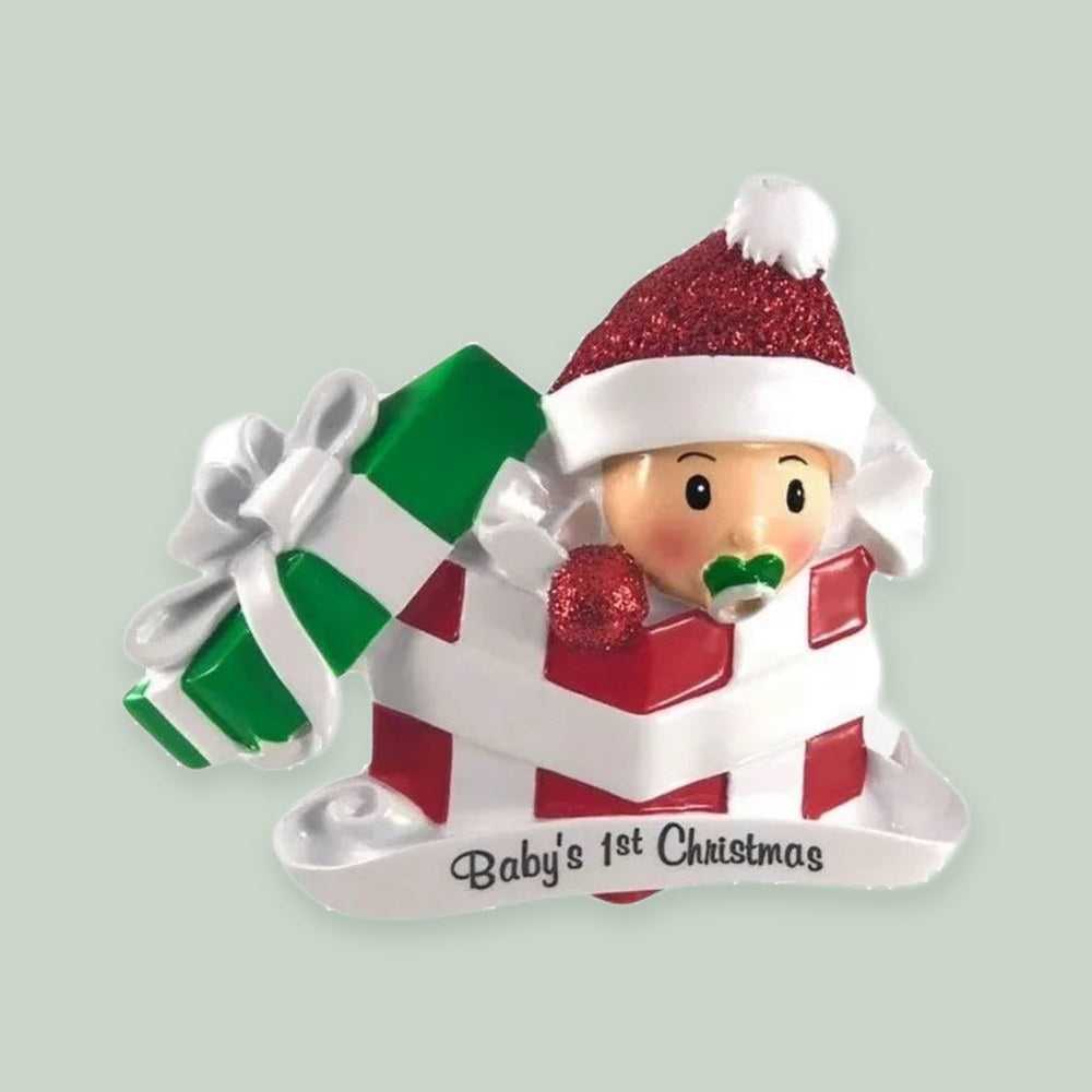 Baby In Present Personalized Christmas Ornament