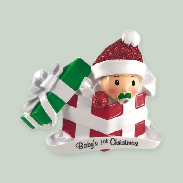 Baby In Present Personalized Christmas Ornament