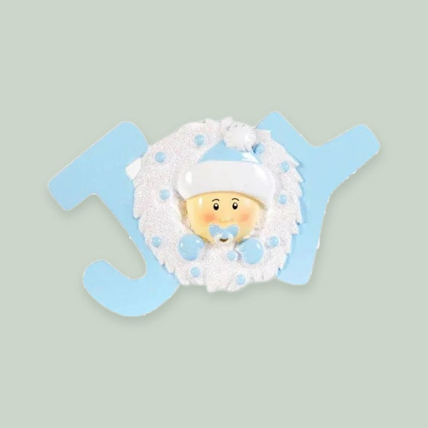Joy Baby Blue Personalized Christmas Ornament